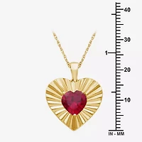 Womens Lab Created Red Ruby 14K Gold Over Silver Heart 18 Inch Pendant Necklace