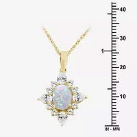 Womens Lab Created White Opal 14K Gold Over Silver Oval 18 Inch Pendant Necklace