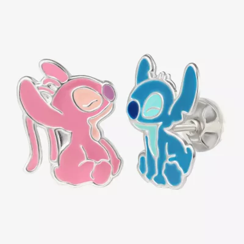 Sterling Silver 12.9mm Lilo & Stitch Stud Earrings