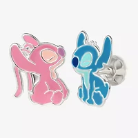 Sterling Silver 12.9mm Lilo & Stitch Stud Earrings