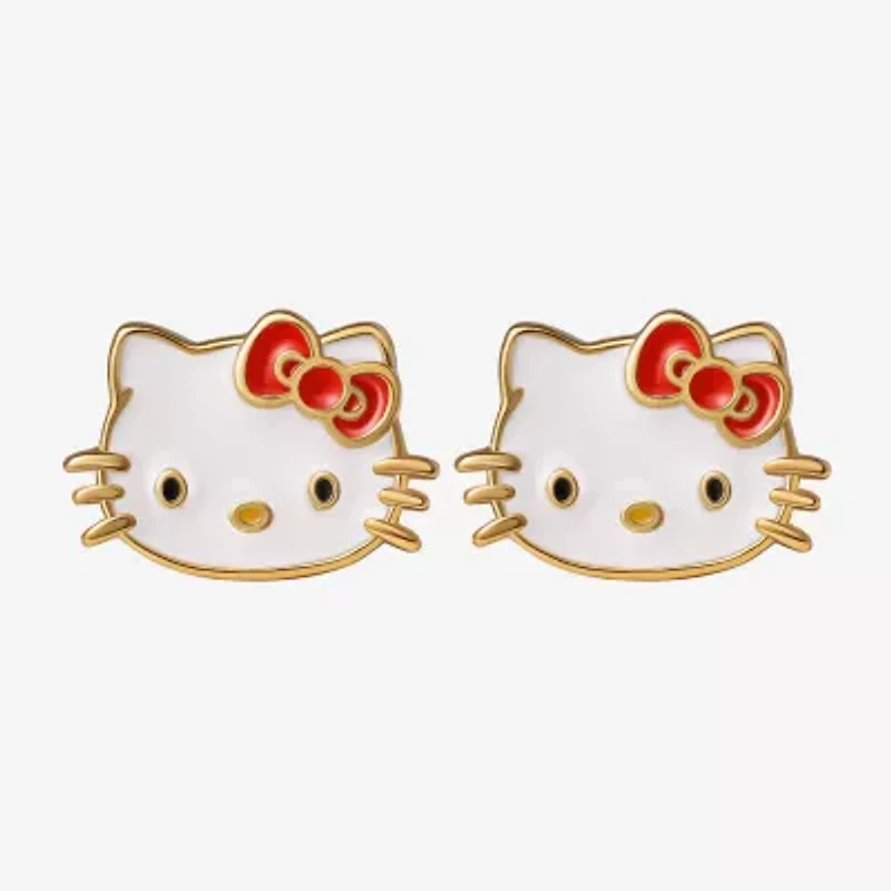 14K Gold Over Silver 6.4mm Hello Kitty Stud Earrings