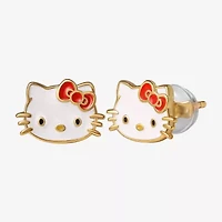 14K Gold Over Silver 6.4mm Hello Kitty Stud Earrings