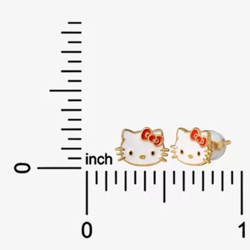14K Gold Over Silver 6.4mm Hello Kitty Stud Earrings