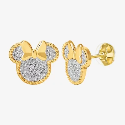 14K Gold Over Silver 8.9mm Minnie Mouse Stud Earrings