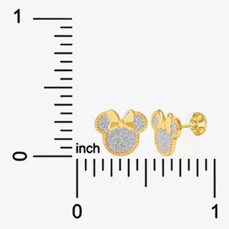 14K Gold Over Silver 8.9mm Minnie Mouse Stud Earrings