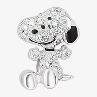 Simulated Cubic Zirconia Sterling Silver 11mm Snoopy Stud Earrings