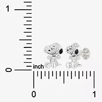 Simulated Cubic Zirconia Sterling Silver 11mm Snoopy Stud Earrings