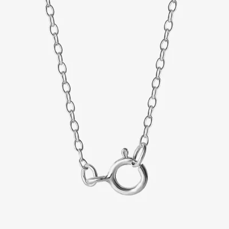 Girls Simulated Cubic Zirconia Sterling Silver 15 Inch Pendant Necklace