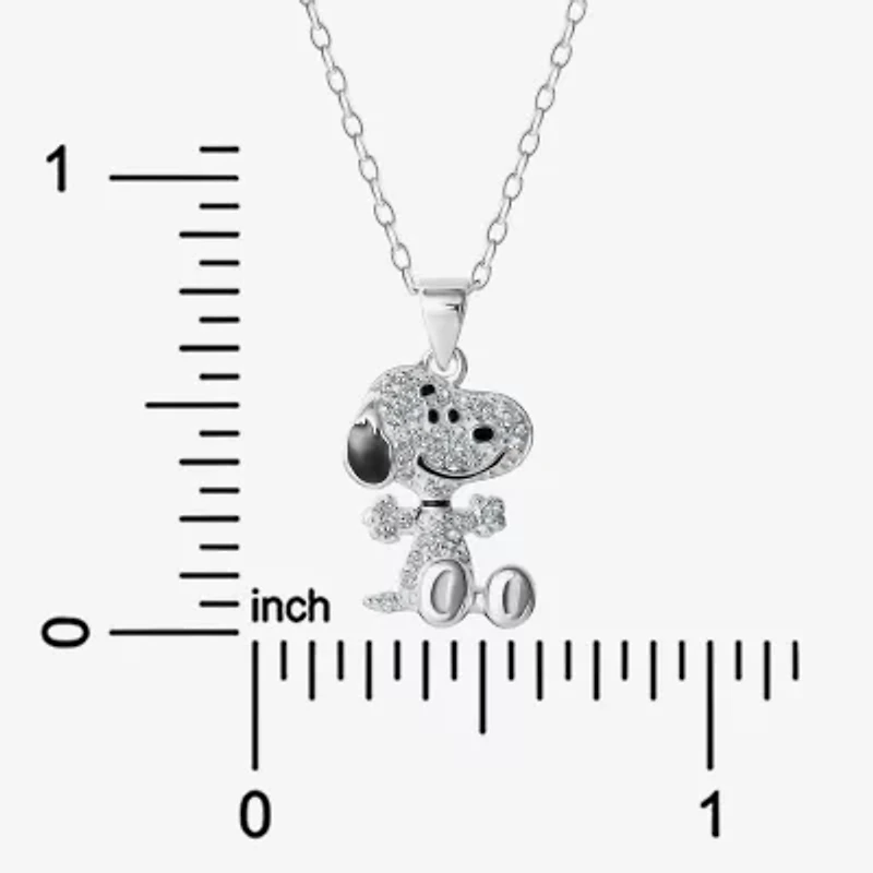 Girls Simulated Cubic Zirconia Sterling Silver 15 Inch Pendant Necklace