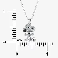 Girls Simulated Cubic Zirconia Sterling Silver 15 Inch Pendant Necklace