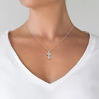 Girls Simulated Cubic Zirconia Sterling Silver 15 Inch Pendant Necklace