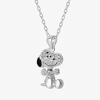 Girls Simulated Cubic Zirconia Sterling Silver 15 Inch Pendant Necklace