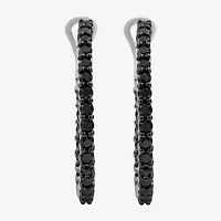 Womens 3 CT. T.W. Natural Black Diamond Sterling Silver 31.9mm Round Hoop Earrings