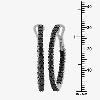 Womens 3 CT. T.W. Natural Black Diamond Sterling Silver 31.9mm Round Hoop Earrings