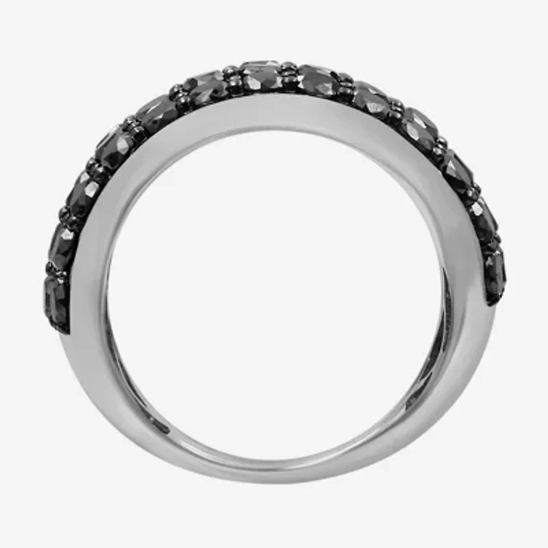 Womens 3 CT. T.W. Natural Black Diamond Sterling Silver Round Band