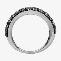 Womens 3 CT. T.W. Natural Black Diamond Sterling Silver Round Band