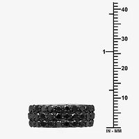 Womens 3 CT. T.W. Natural Black Diamond Sterling Silver Round Band