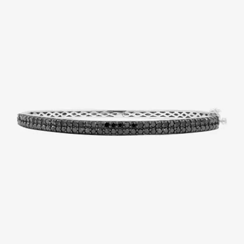 Womens CT. T.W. Natural Black Diamond Sterling Silver Round Bangle Bracelet