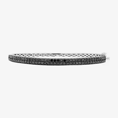 Womens CT. T.W. Natural Black Diamond Sterling Silver Round Bangle Bracelet