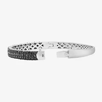 Womens 3 CT. T.W. Natural Black Diamond Sterling Silver Round Bangle Bracelet