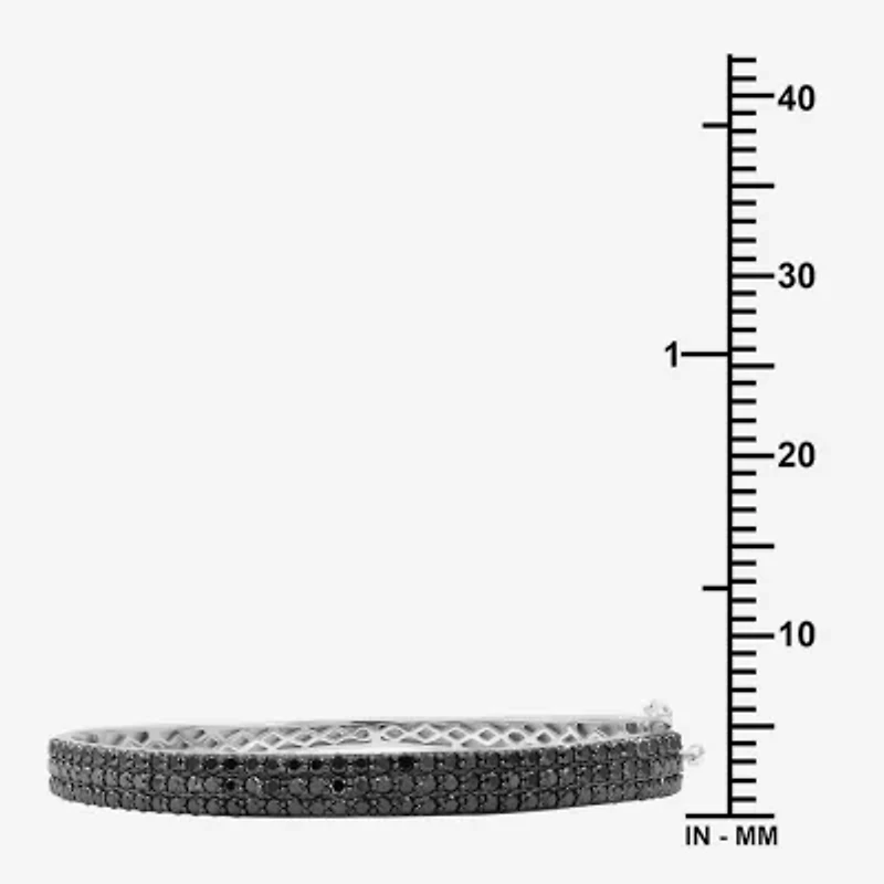 Womens 3 CT. T.W. Natural Black Diamond Sterling Silver Round Bangle Bracelet