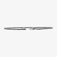Womens CT. T.W. Natural Black Diamond Sterling Silver Round Tennis Bracelet