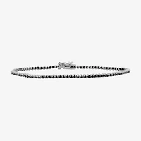 Womens CT. T.W. Natural Black Diamond Sterling Silver Round Tennis Bracelet