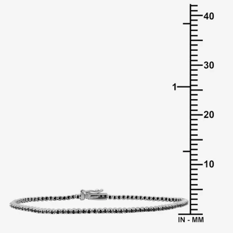 Womens CT. T.W. Natural Black Diamond Sterling Silver Round Tennis Bracelet