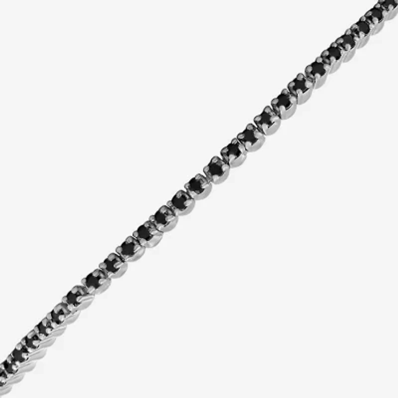 Womens CT. T.W. Natural Black Diamond Sterling Silver Round Tennis Bracelet