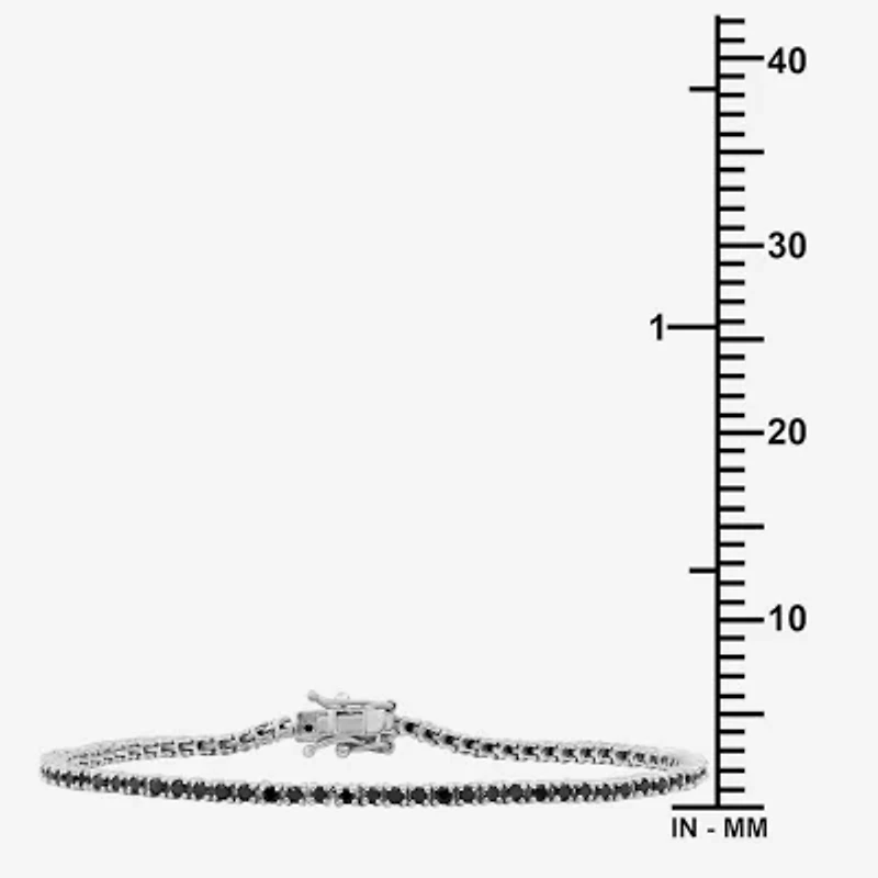 Womens 2 CT. T.W. Natural Black Diamond Sterling Silver Round Tennis Bracelet