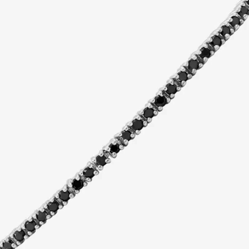 Womens 2 CT. T.W. Natural Black Diamond Sterling Silver Round Tennis Bracelet