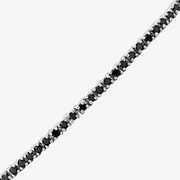 Womens 2 CT. T.W. Natural Black Diamond Sterling Silver Round Tennis Bracelet