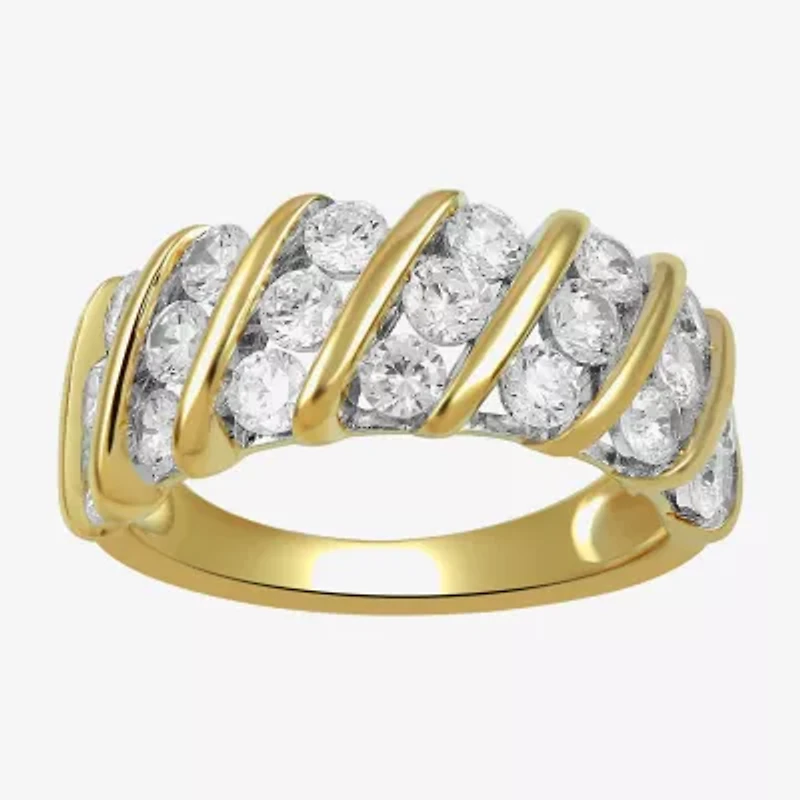 (I, I2) Womens 2 CT. T.W. Lab Grown White Diamond 14K Gold Over Silver Round Eternity Band