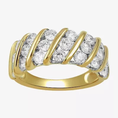(I, I2) Womens 2 CT. T.W. Lab Grown White Diamond 14K Gold Over Silver Round Eternity Band