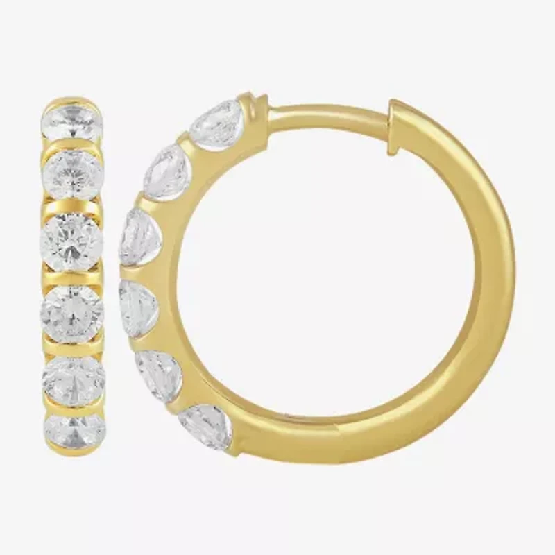 (I, I2) Womens 1 CT. T.W. Lab Grown White Diamond 14K Gold Over Silver 17.6mm Hoop Earrings