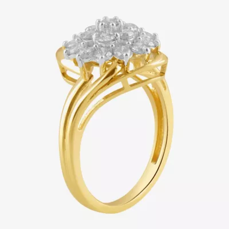 (I, I2) Womens 1 CT. T.W. Lab Grown White Diamond 14K Gold Over Silver Cocktail Ring
