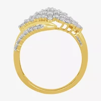 (I, I2) Womens 1 CT. T.W. Lab Grown White Diamond 14K Gold Over Silver Cluster Cocktail Ring