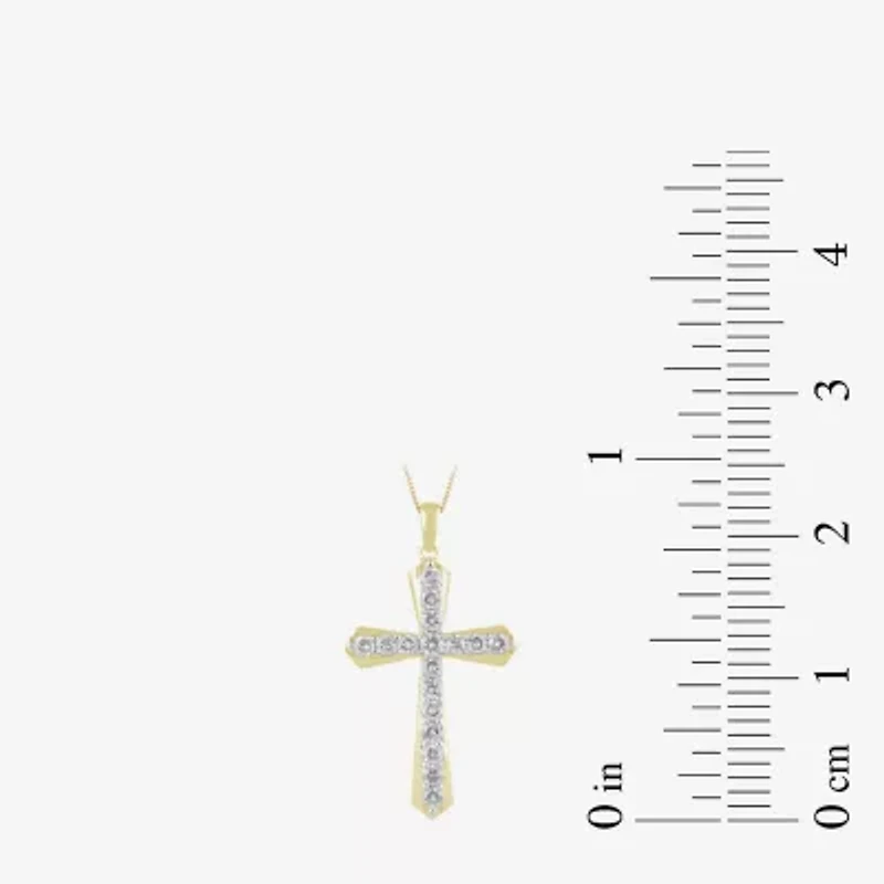 Cross (I,I2) Womens 1 CT. T.W. Lab Grown White Diamond 14K Gold Over Silver 18 Inch Pendant Necklace