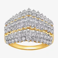 (I, I2) Womens 2 CT. T.W. Lab Grown White Diamond 14K Gold Over Silver Round Band