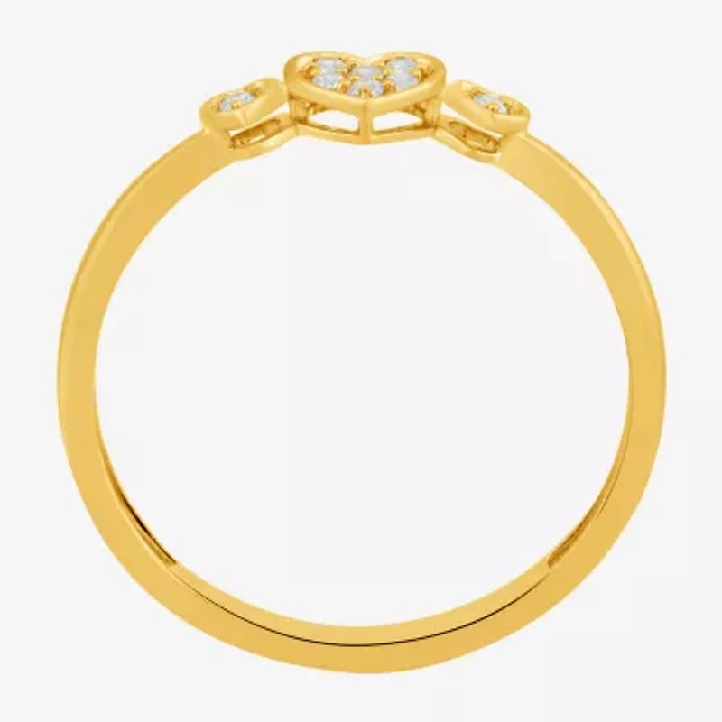 Heart (I, I2) Womens 1/10 CT. T.W. Lab Grown White Diamond 14K Gold Over Silver Delicate Stackable Ring