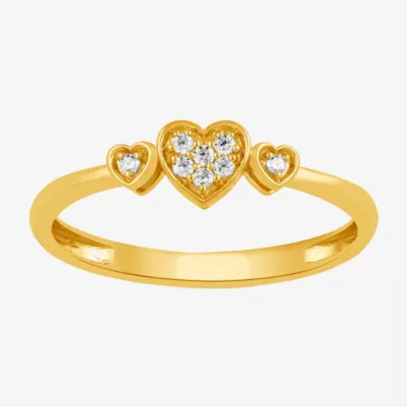 Heart (I, I2) Womens 1/10 CT. T.W. Lab Grown White Diamond 14K Gold Over Silver Delicate Stackable Ring