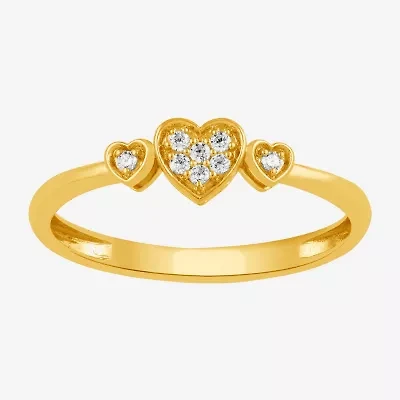 Heart (I, I2) Womens 1/10 CT. T.W. Lab Grown White Diamond 14K Gold Over Silver Delicate Stackable Ring