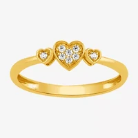 Heart (I, I2) Womens 1/10 CT. T.W. Lab Grown White Diamond 14K Gold Over Silver Delicate Stackable Ring