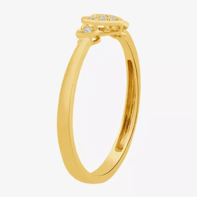 Heart (I, I2) Womens 1/10 CT. T.W. Lab Grown White Diamond 14K Gold Over Silver Delicate Stackable Ring