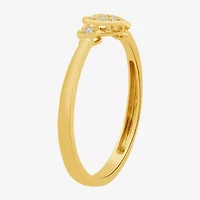 Heart (I, I2) Womens 1/10 CT. T.W. Lab Grown White Diamond 14K Gold Over Silver Delicate Stackable Ring