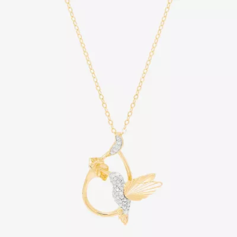 (H-I/Si1-Si2) Womens 1/10 CT. T.W. Lab Grown White Diamond 14K Gold Over Silver 18 Inch Pendant Necklace