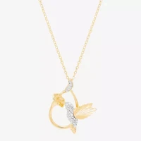 (H-I/Si1-Si2) Womens 1/10 CT. T.W. Lab Grown White Diamond 14K Gold Over Silver 18 Inch Pendant Necklace