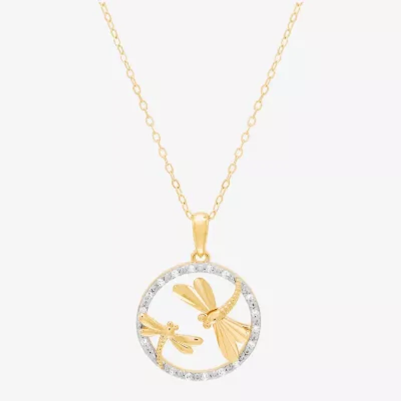 (H-I/Si1-Si2) Womens 1/10 CT. T.W. Lab Grown White Diamond 14K Gold Over Silver Animal 18 Inch Pendant Necklace