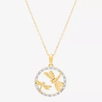 (H-I/Si1-Si2) Womens 1/10 CT. T.W. Lab Grown White Diamond 14K Gold Over Silver Animal 18 Inch Pendant Necklace