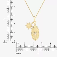 Sun (H-I / Si1-Si2) Womens 1/6 CT. T.W. Lab Grown White Diamond 14K Gold Over Silver Star Sunburst 18 Inch Pendant Necklace